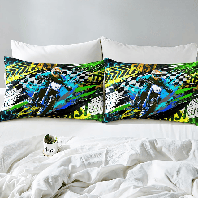 Juego de ropa de cama para moto de cross, tamaño doble, para