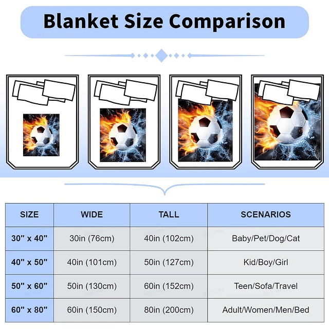 Manta de fútbol, ​​mantas de fútbol para niños y niñas amant
