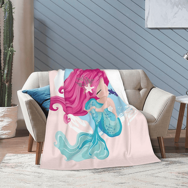 - Manta de cama para niña con diseño de sirena, ultra suave,