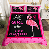 Juego de cama de flamenco rosa para niñas, funda de edredón