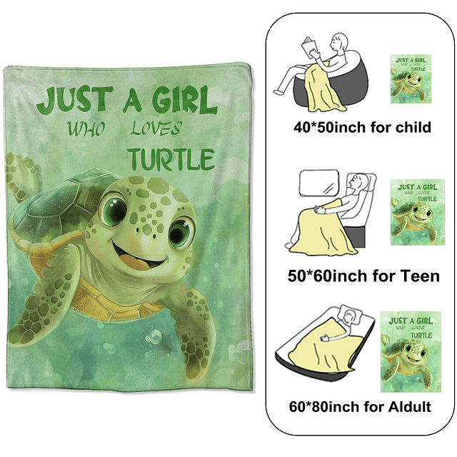 Manta de franela Just a Girl Who Loves Turtles: adorable dis