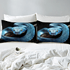 Juego de cama de serpiente azul, tamaño doble, estampado de