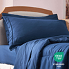 Juego de edredón Twin XL, color azul marino, 5 piezas, cama