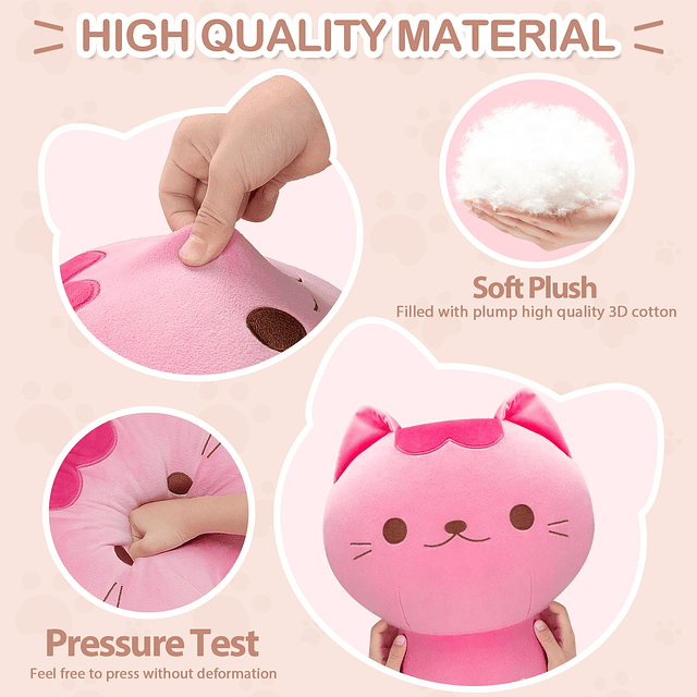 Juguete de peluche de gato, peluche de seta rosa de 14.0 in,