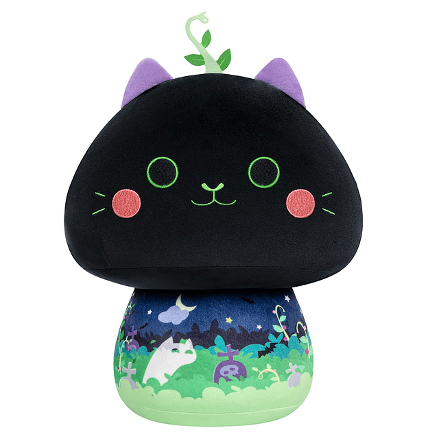 Peluche de setas de 8.0 in, lindo gato negro, almohada de fe