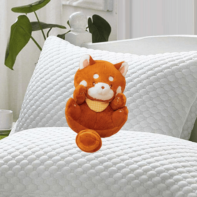 -almohada de peluche con forma de Panda rojo Kawaii de 11,8