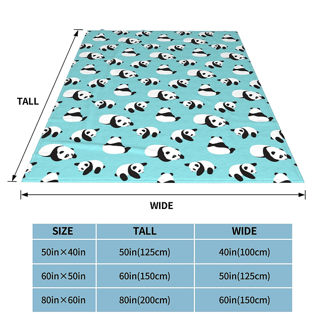 Srufqsi Panda Manta de franela de forro polar, manta para so