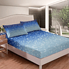 Juego de ropa de cama con diseño de galaxia azul, color azul