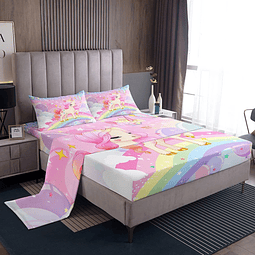 Juego de ropa de cama para niñas con diseño de unicornio, di