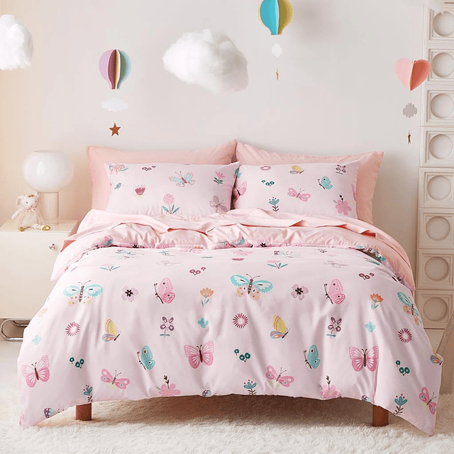 - Juego de ropa de cama de mariposas para niñas, lindo juego