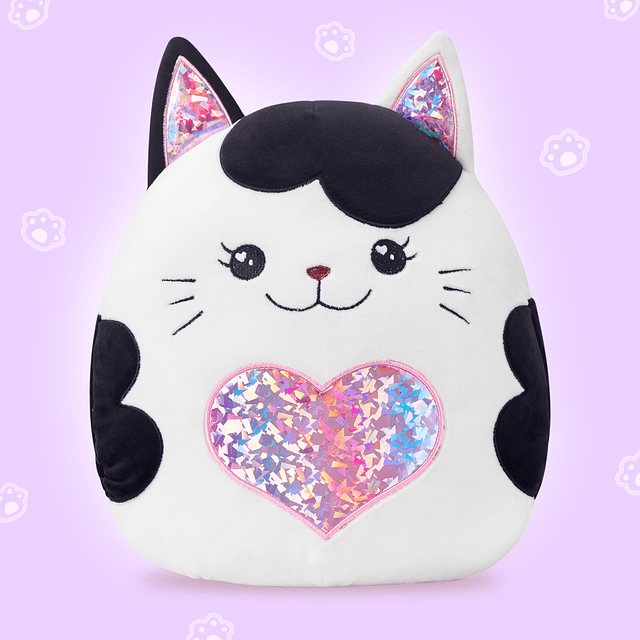 Juguete de peluche con forma de gato grande, con corazón, ta