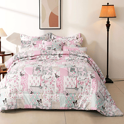 Edredón floral con 2 fundas de almohada tamaño Queen, juego