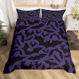 Juego de cama con temática de Halloween, tamaño Queen, funda