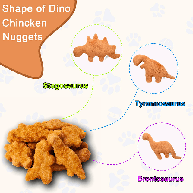 Mini Dino Nuggets Almohada de 16.0 in con diseño de pepitas