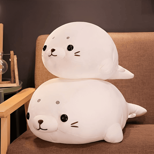 Lindo juguete de peluche de foca, almohada súper suave para