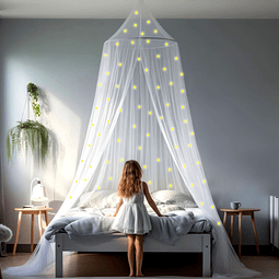 Dosel para cama de niñas con estrellas prepegadas que brilla