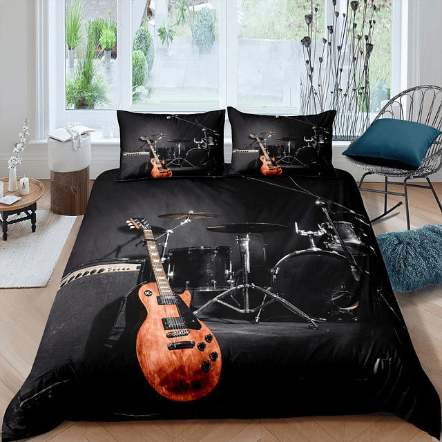 Juego de ropa de cama para guitarra para adolescentes, funda