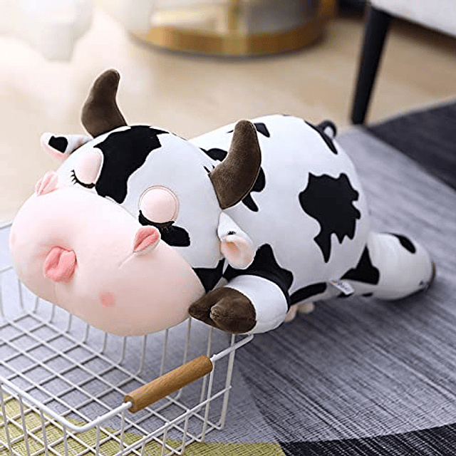 Animales de peluche de vaca, almohada suave, juguetes de pel