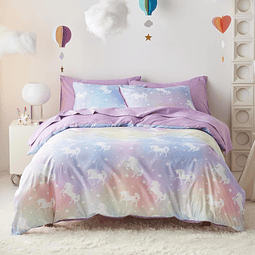 - Juego de cama de unicornio para niñas, bonito y colorido d