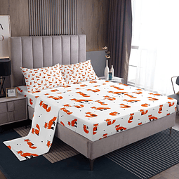 Fox Juego de ropa de cama con bonito patrón de animales, jue