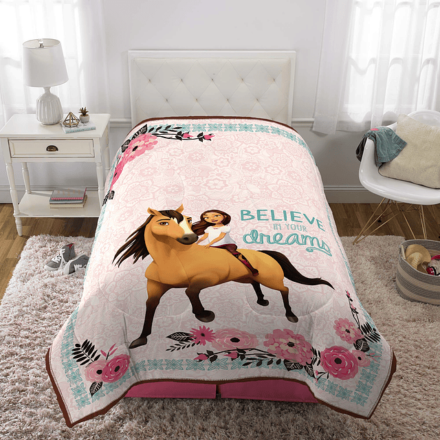 Edredón de cama para niños , doble, Spirit Riding Free