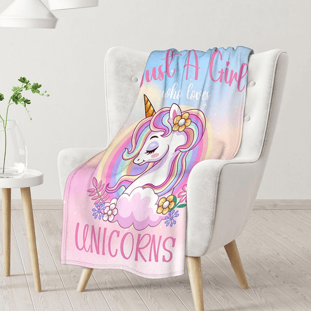 Manta de unicornio para regalo, linda manta de 40 x 50 pulga