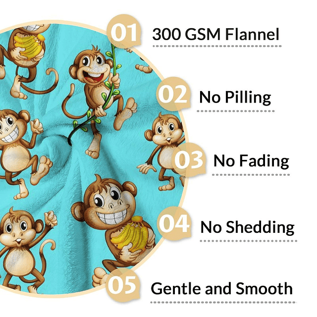 Monkey Blanket Gifts - Linda manta de 40 x 50 pulgadas para