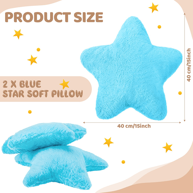 2 piezas de almohada de estrella de 15,7 pulgadas, almohada