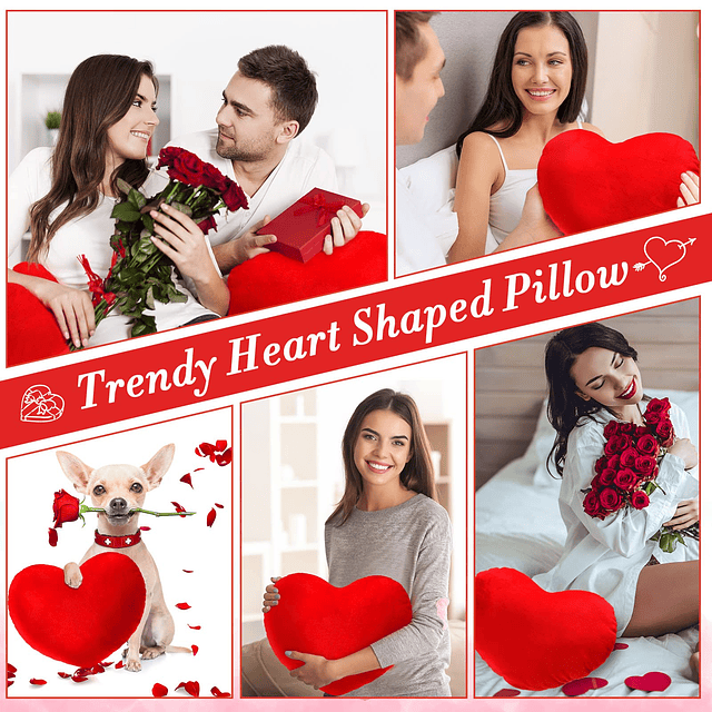 4 piezas de almohada de corazón para el día de San Valentín,