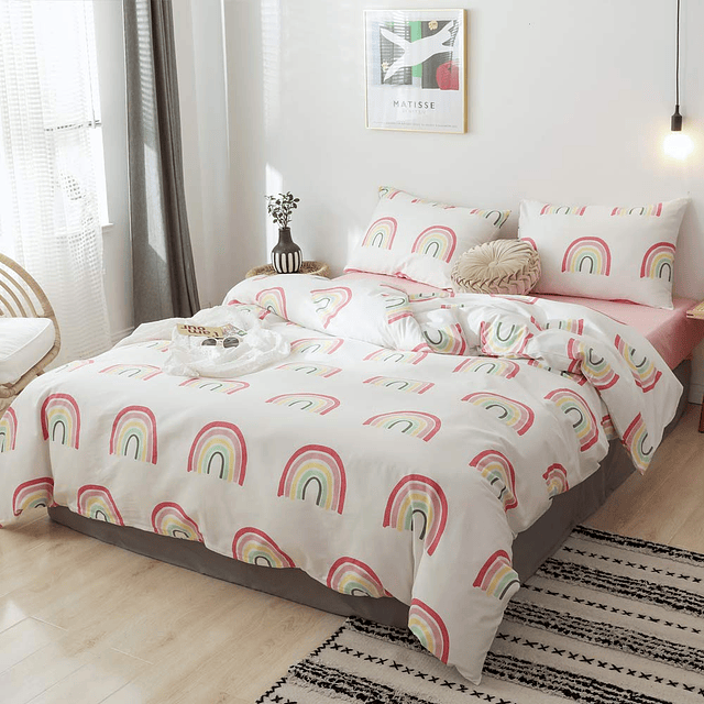 Rainbow Ropa de cama Funda de edredón Estética Kawaii Juego