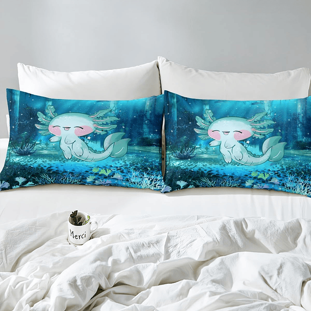 Sábana de cama Axolotl con estampado 3D de dibujos animados