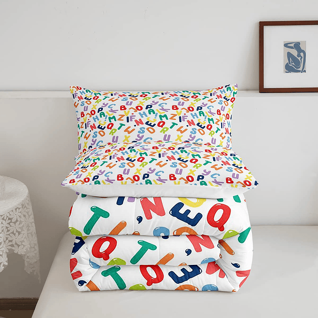 Juego de ropa de cama con alfabeto inglés colorido para niño