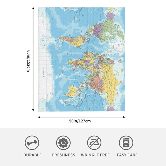 Manta de forro polar de franela suave con diseño de mapa del