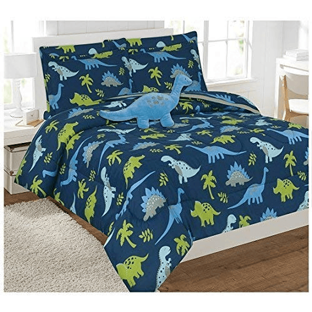 Juego de cama de 8 piezas con diseño de dinosaurios, multico