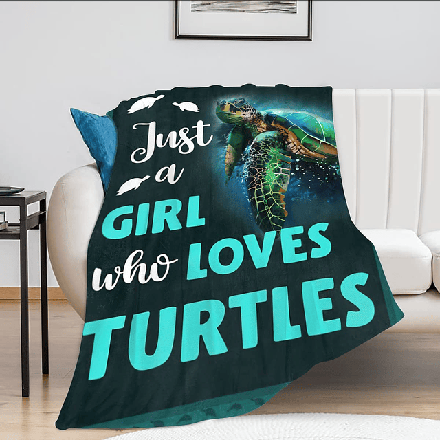 Manta Just A Girl Who Loves Turtles, color verde azulado, de