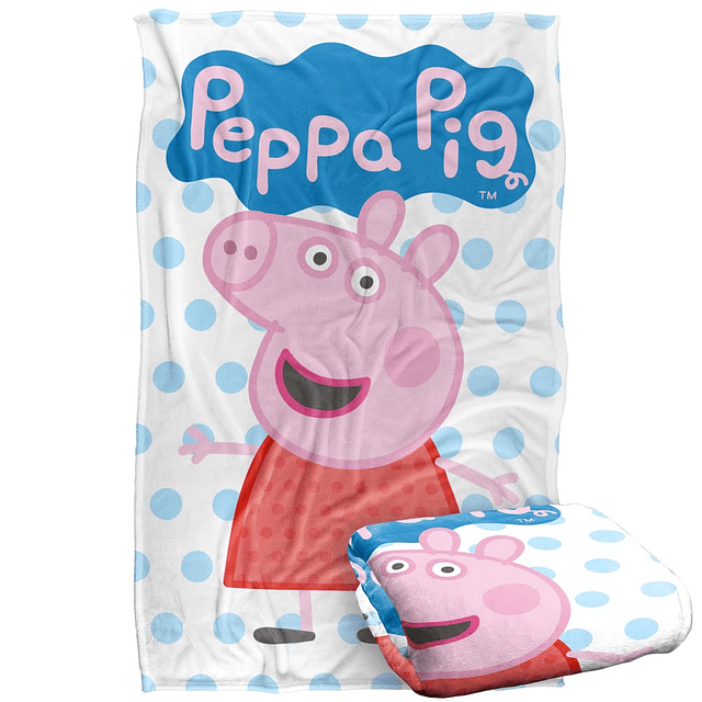 Peppa Pig Peppa y Logo Manta de tacto sedoso para niños, 36"