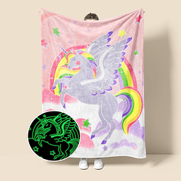 Manta de unicornio que brilla en la oscuridad para niñas y n