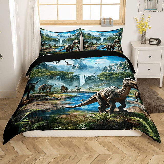 Juego de cama de dinosaurio para niños y niñas, funda de edr