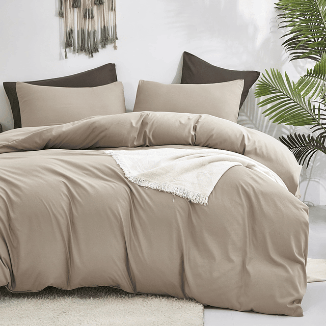 Beige Juegos de edredones King Size Crema Ropa de cama de ca