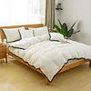 Juego de ropa de cama con pompón negro vintage, color blanco