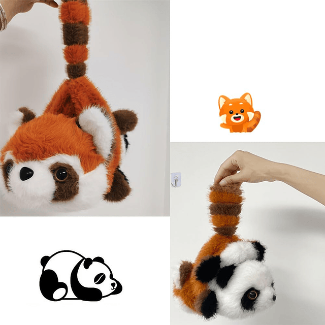 Muñeco de peluche de panda rojo 2 en 1, panda de 9,8 pulgada