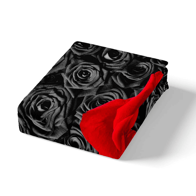 Funda de edredón con diseño de rosas rojas y negras, ropa de