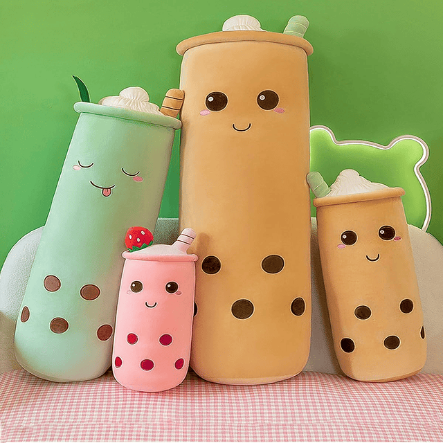 Boba - Almohada de peluche con burbujas para té rosa, 15,6 p