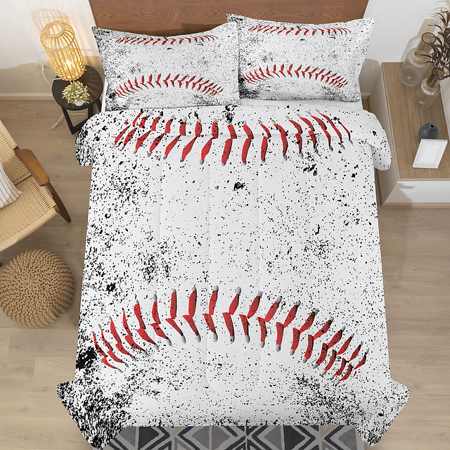 Juego de edredón de béisbol, ropa de cama para niños, tamaño