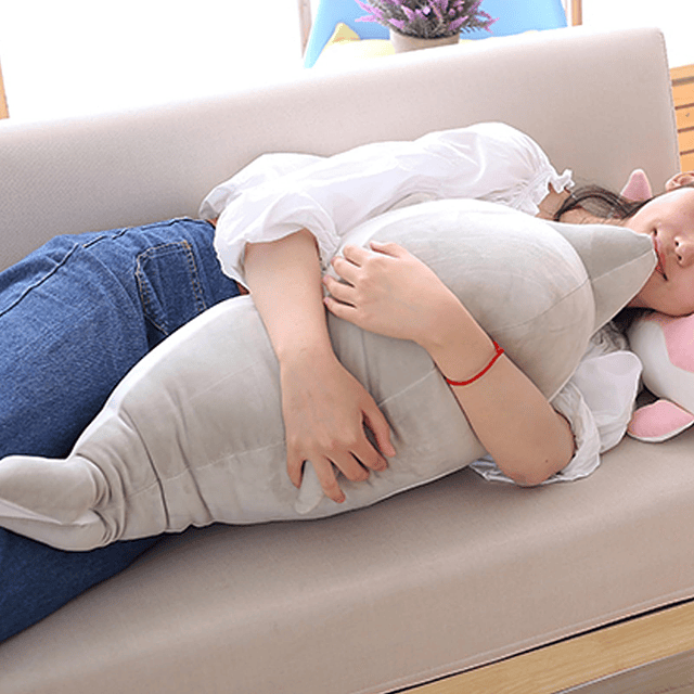 - Almohada de peluche con forma de delfín, suave y grande, c