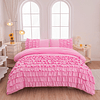 Juego de edredón doble rosa para niñas, 5 piezas de cama en