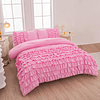 Juego de edredón doble rosa para niñas, 5 piezas de cama en