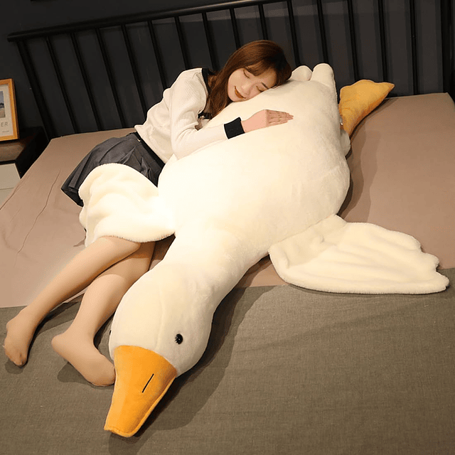 Animal de peluche de ganso gigante, almohada de felpa de gan