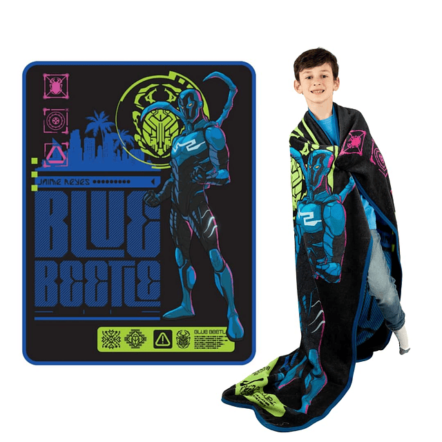 WB Blue Beetle Movie Ropa de cama para niños, manta de micro