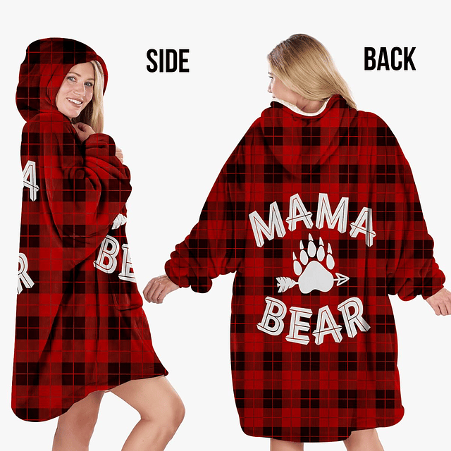 Mama Bear - Manta con capucha para mamá, diseño de búfalo a